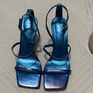Marc Fisher Metallic Blue Strappy Heels